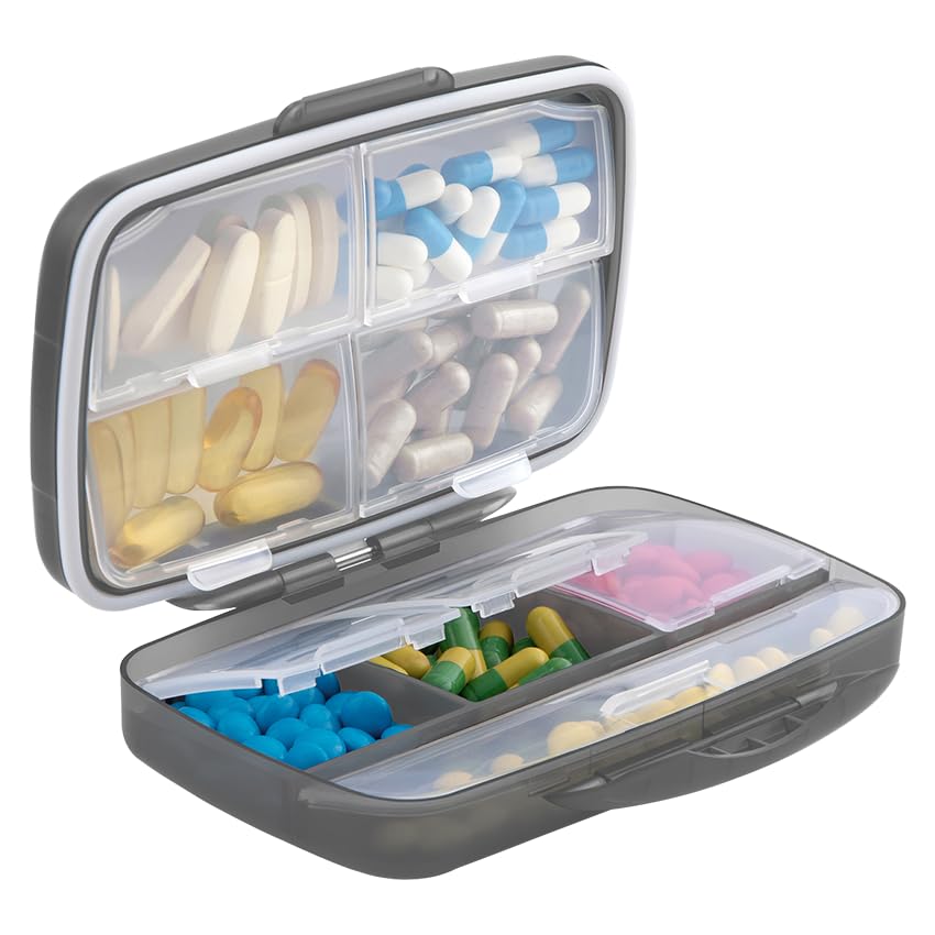 Fullicon "Hopobo" Pill Case, Week Moisture-Proof, Airtight Medicine Case, Small Supplement Case, Supplement Case, Small Portion, Medicine Case, Pill Case, Compact/Portable, Travel, Travel, Black