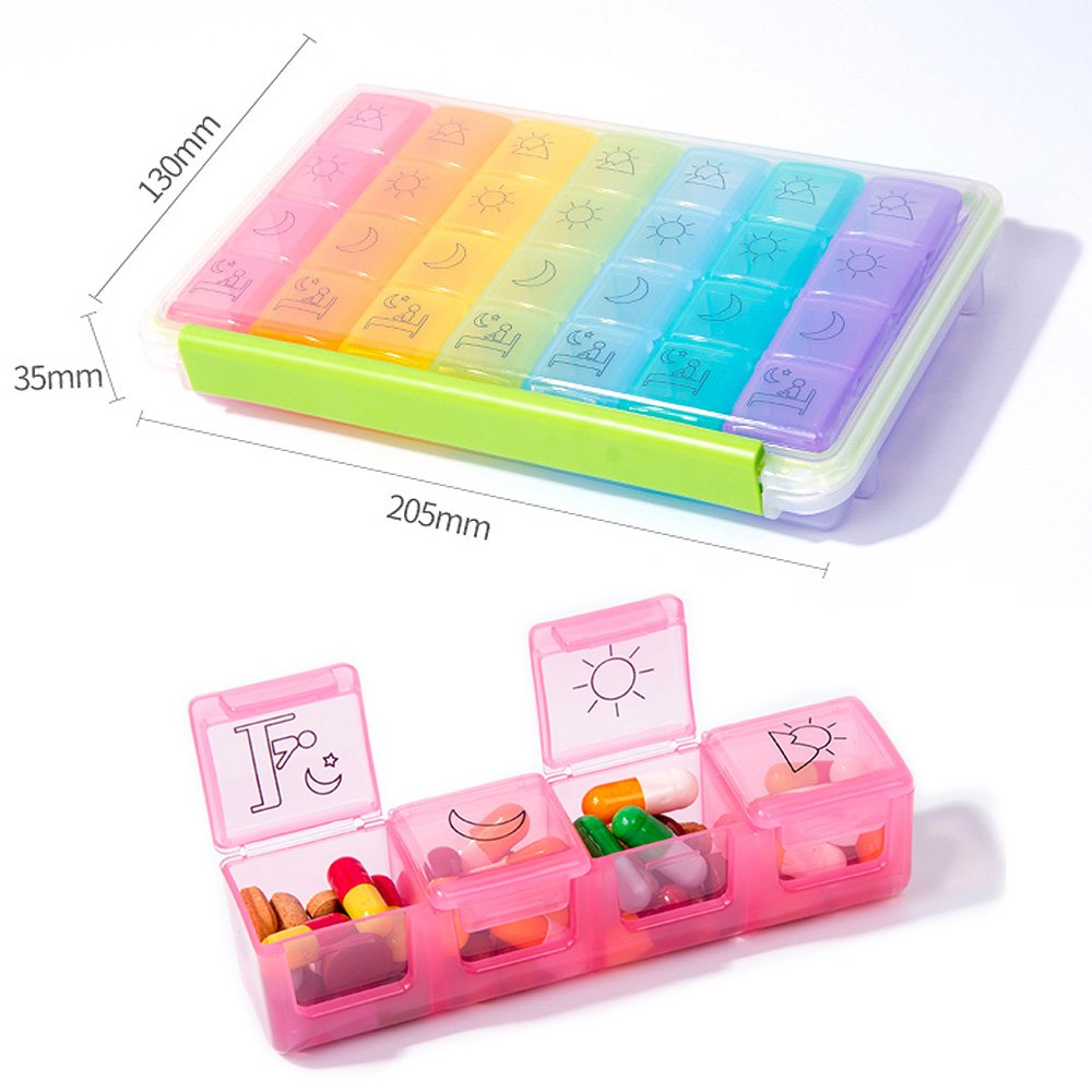 Opret Pill Case, Waterproof Medicine Case, Supplement Case, 4 Times a Day, Portable, Traditional Medicine Box, Compact, Includes Day of the Week Seal
