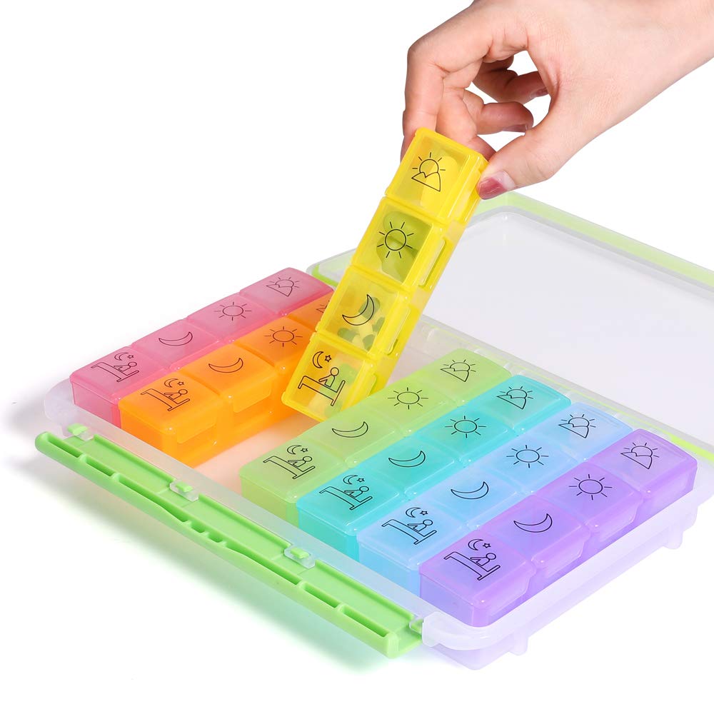 Opret Pill Case, Waterproof Medicine Case, Supplement Case, 4 Times a Day, Portable, Traditional Medicine Box, Compact, Includes Day of the Week Seal