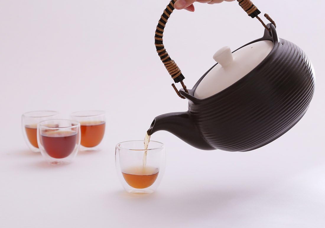 直火 1.2L セラミック ケトル ブラック サーマテック 薬日本堂オリジナル 【 電子レンジ ガスコンロ ハロゲンヒーター 】対応