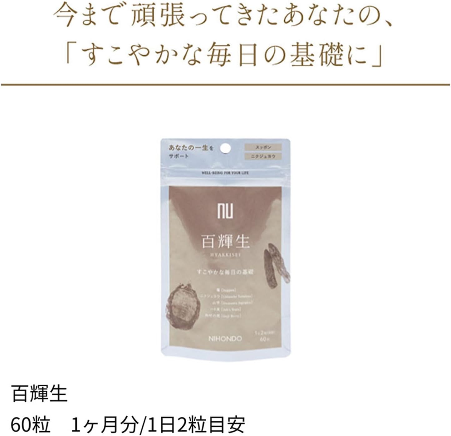 百輝生 60粒 1ヶ月分 1日2粒目安 スッポン ニクジュヨウ サプリメント 薬日本堂 nu 漢方 黒豆 枸杞の実 菊花