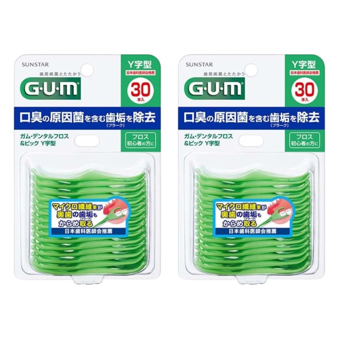 [Bulk Purchase] Set of 2 GUM (Gum) Dental Floss & Picks, Y-Shaped, 30 Pieces (Design Card Included)