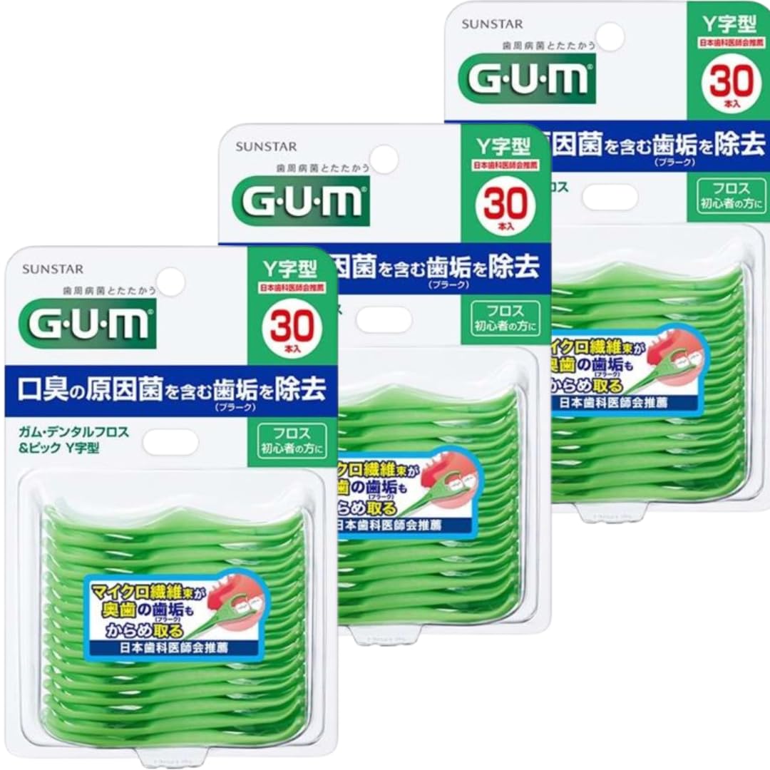 [Bulk Purchase] Set of 2 GUM (Gum) Dental Floss & Picks, Y-Shaped, 30 Pieces (Design Card Included)