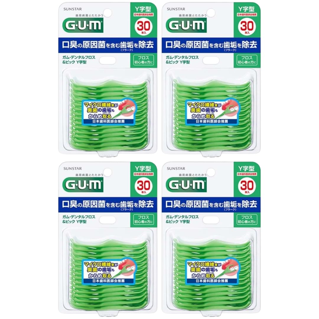 [Bulk Purchase] Set of 2 GUM (Gum) Dental Floss & Picks, Y-Shaped, 30 Pieces (Design Card Included)