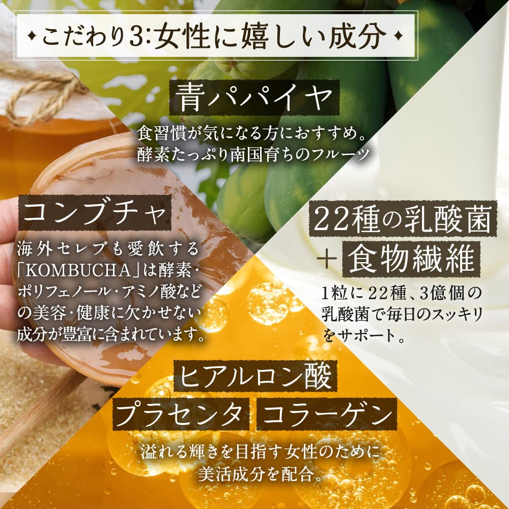 うるおい生酵素 サプリ カプセル コラーゲン ヒアルロン酸 コンブチャ 乳酸菌 酵素80種 31日分