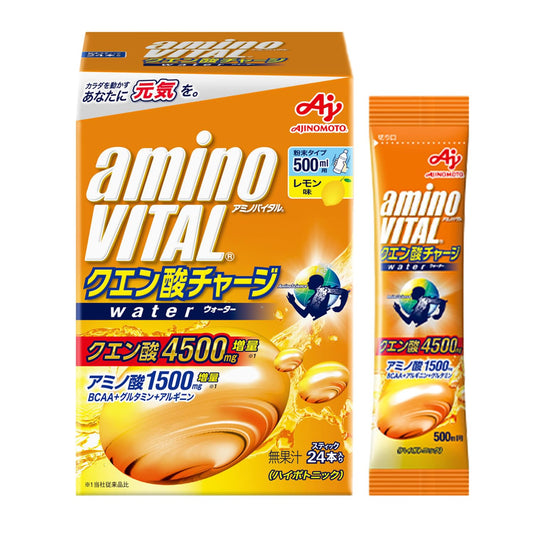 味の素 アミノバイタル クエン酸チャージウォーター レモン味 24本入箱 クエン酸 4500mg アミノ酸 1500mg BCAA スポーツドリンク 粉末 水に溶けやすい