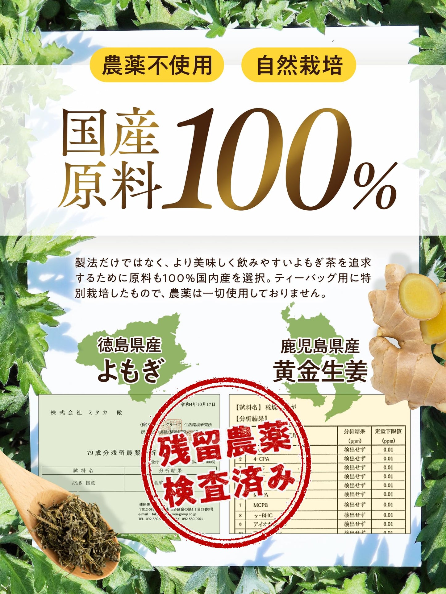 Urushi Sabo Ginger Wormwood Tea Sugar Free Domestic Pesticide Free Caffeine Wormwood Tea Wormwood Tea Ginger Hot Water Ginger Tea Bag Wormwood Ginger Health Tea (1 Bag)